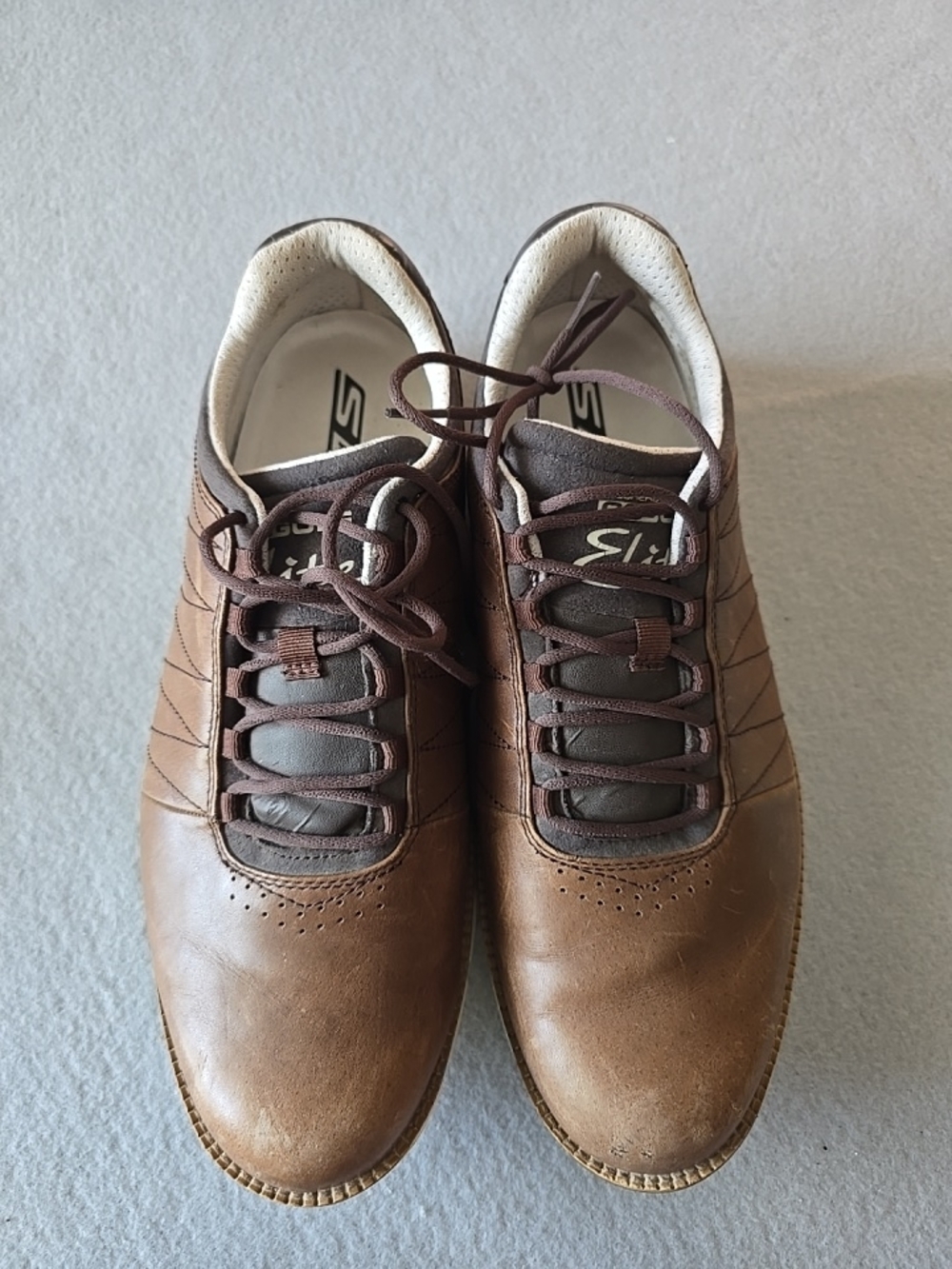 Skechers Go Golf Elite Men’s Brown and Dark Brown Leather Lace-Up Sneakers